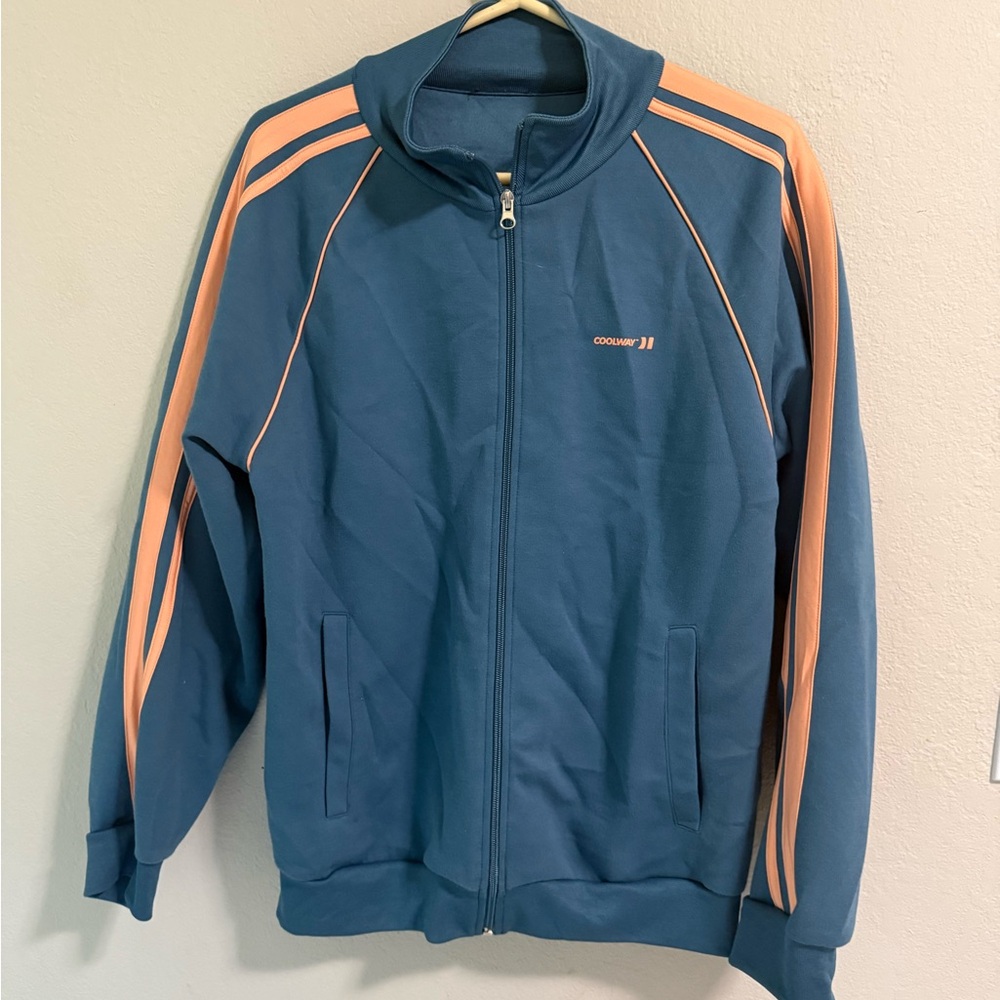 Coolway Blue & Coral Stripe Zip Track Jacket Size M